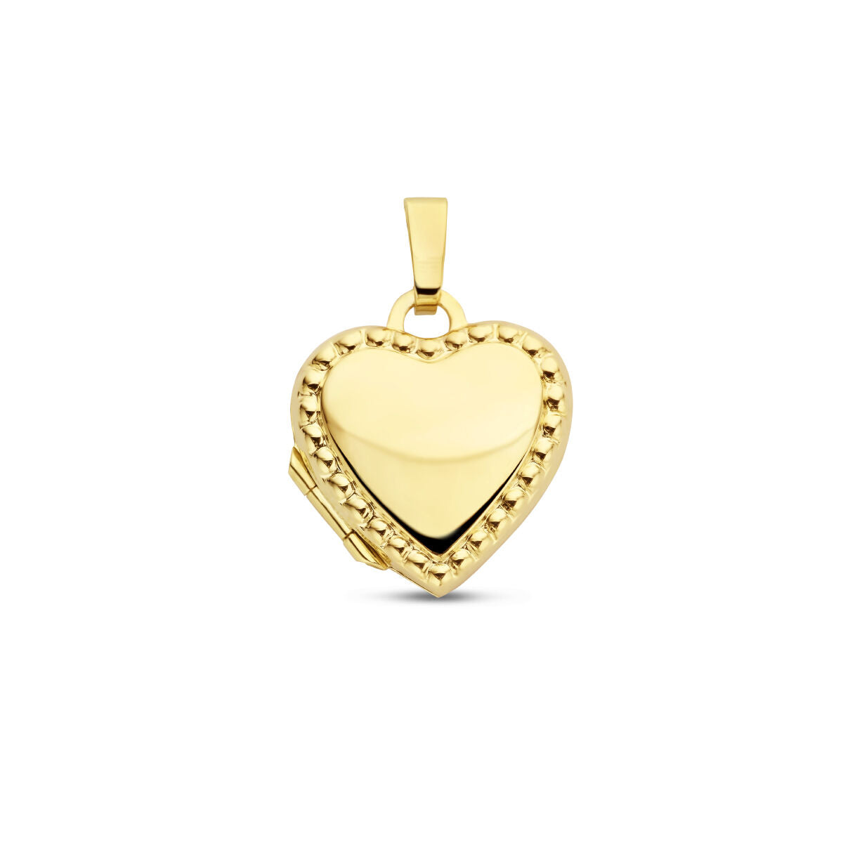 Medaillon in Herzform aus 14K Gelbgold mit kleinen Kugeldetails entlang des Randes