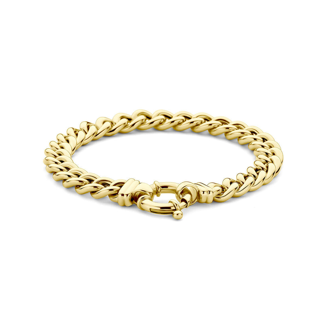 Armband Gourmette 7,7 mm 19 cm mit großem Karabinerverschluss 14K Gelbgold