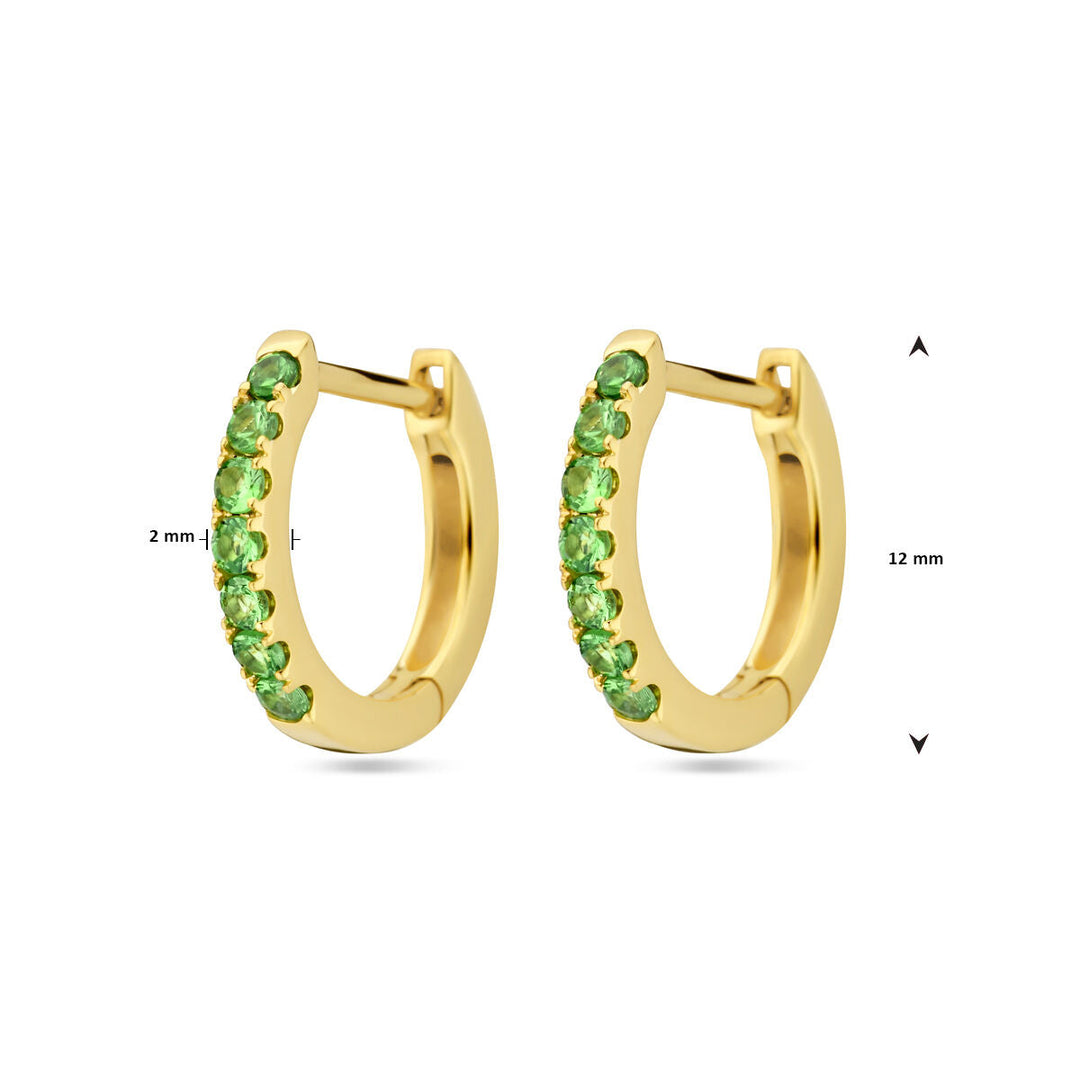 Klappohrringe Tsavorit 12 mm 14K Gelbgold