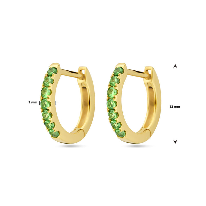 Klappohrringe Tsavorit 12 mm 14K Gelbgold