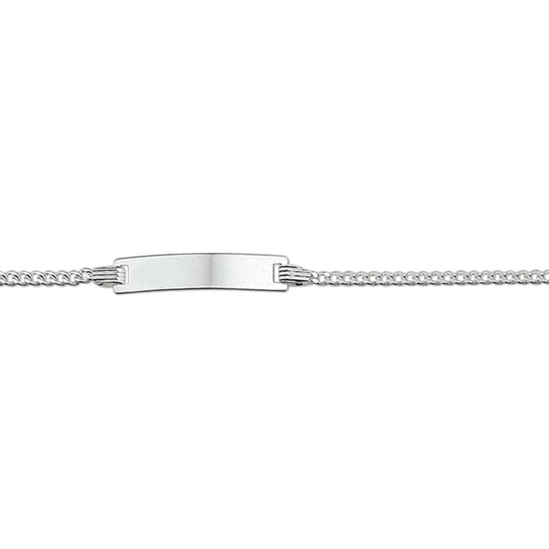 Gravierte Gourmette-Armband mit 4-seitigem, geschliffenem Plättchen und feinem Gliederdesign