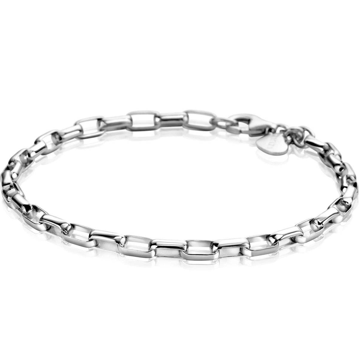 Silbernes Armband mit ovalen Gliedern und Karabinerverschluss