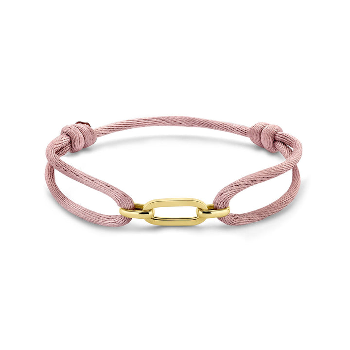 Armband Satin zartrosa 13 - 26 cm 14K Gold mit Kautschuk/Nylon/Leder