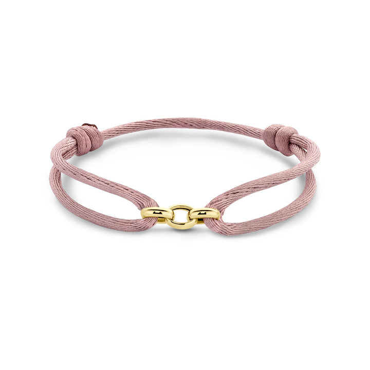 Armband Satin zartrosa 13 - 26 cm 14K Gold mit Kautschuk/Nylon/Leder