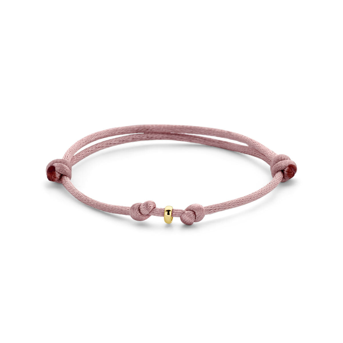 Armband aus satin in zartem Rosa, 14K Gold-Element, mit Gummi/Nylon/Leder, verstellbar von 13 bis 26 cm