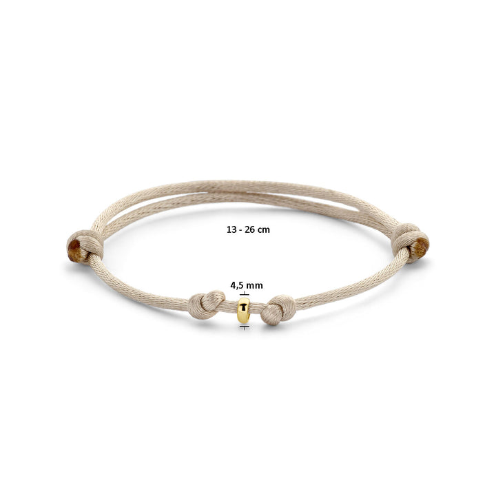 Armband satinbeige 13 - 26 cm 14K Gold mit Kautschuk/Nylon/Leder