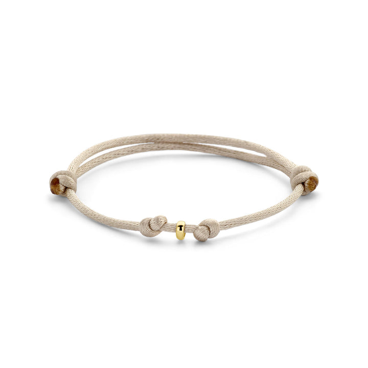 Armband satinbeige 13 - 26 cm 14K Gold mit Kautschuk/Nylon/Leder
