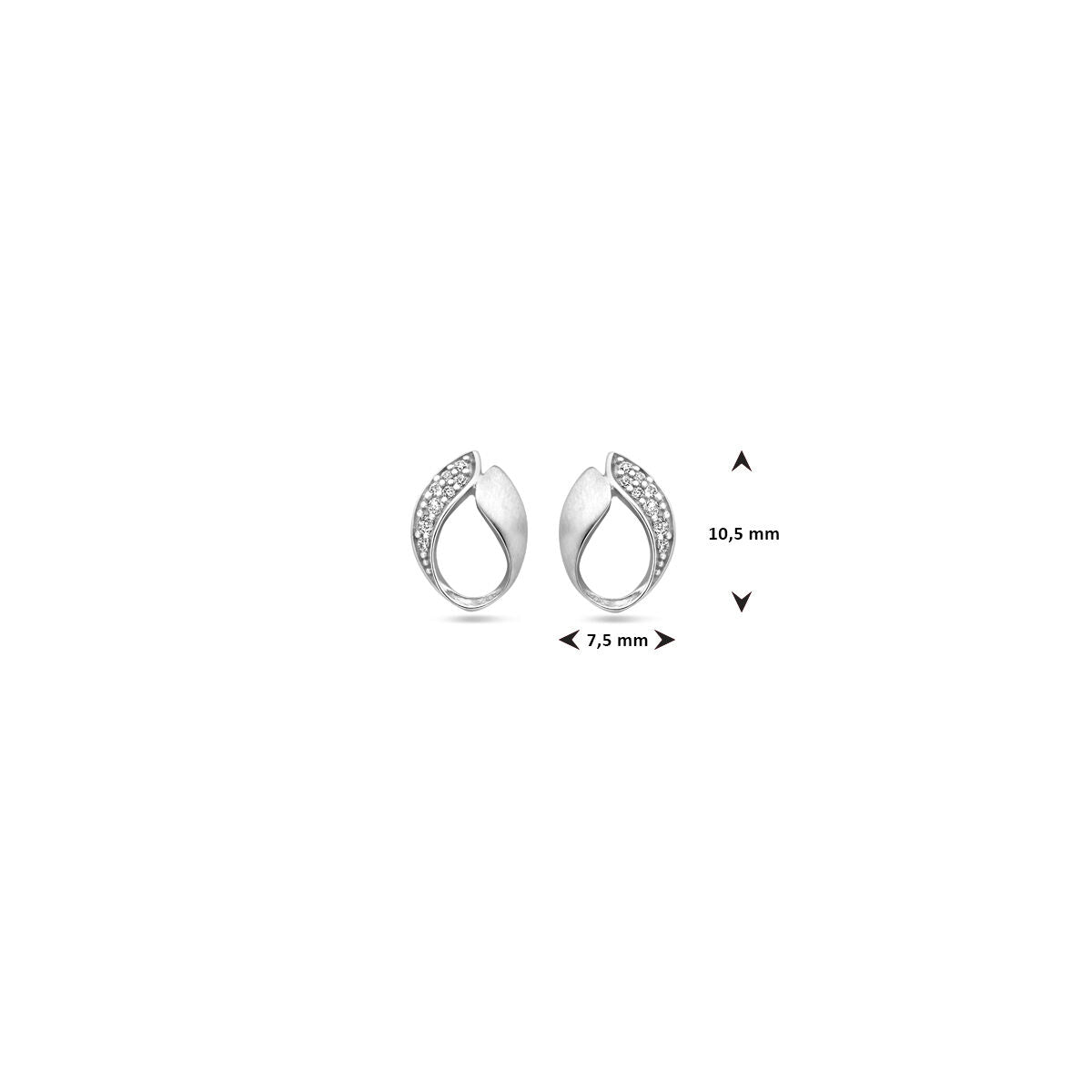 Ohrstecker Zirkonia poliert/matt 10,5 mm rhodiniertes Silber