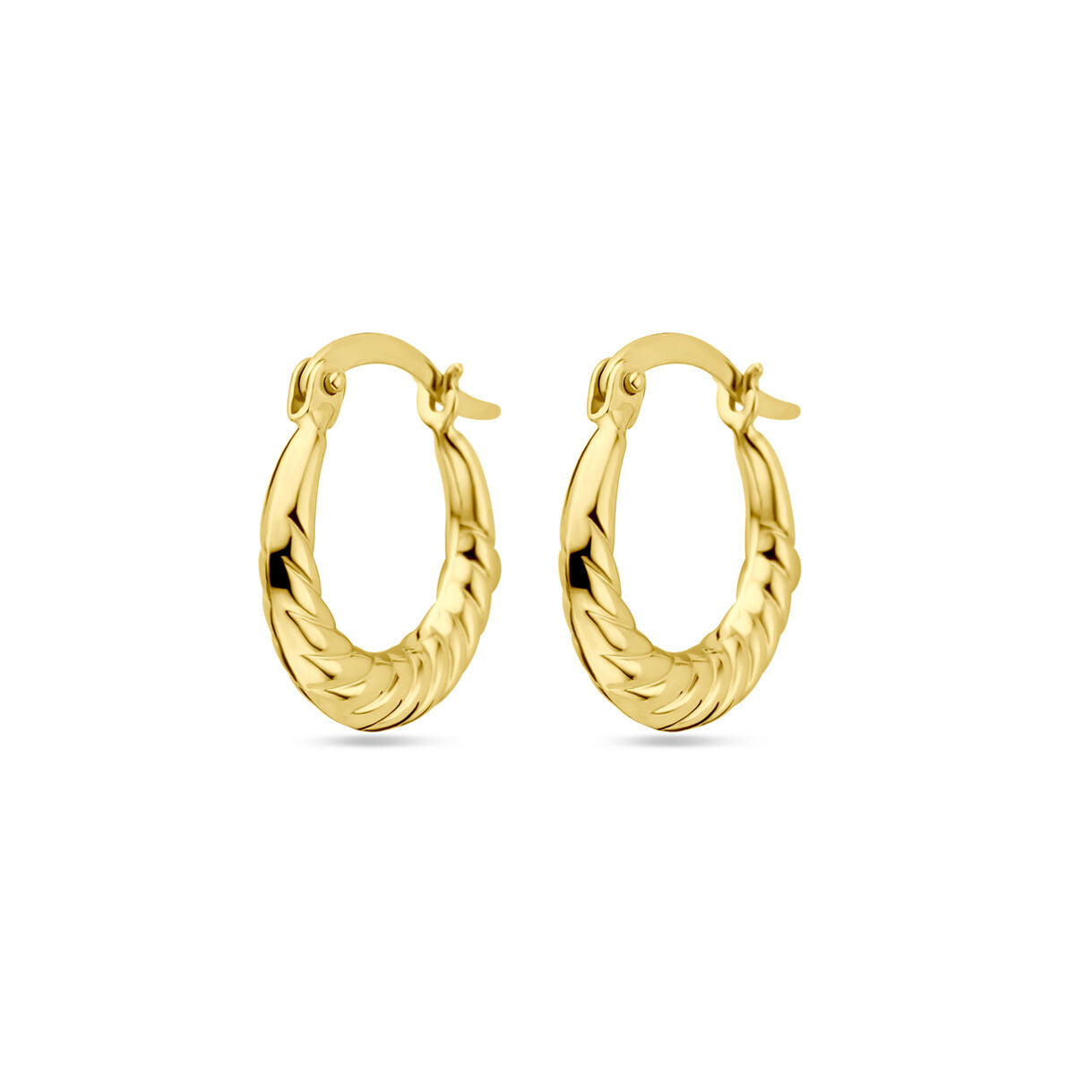 Ohrhänger aus 14K Gelbgold mit geflochtenem Design und einem Durchmesser von 17 mm