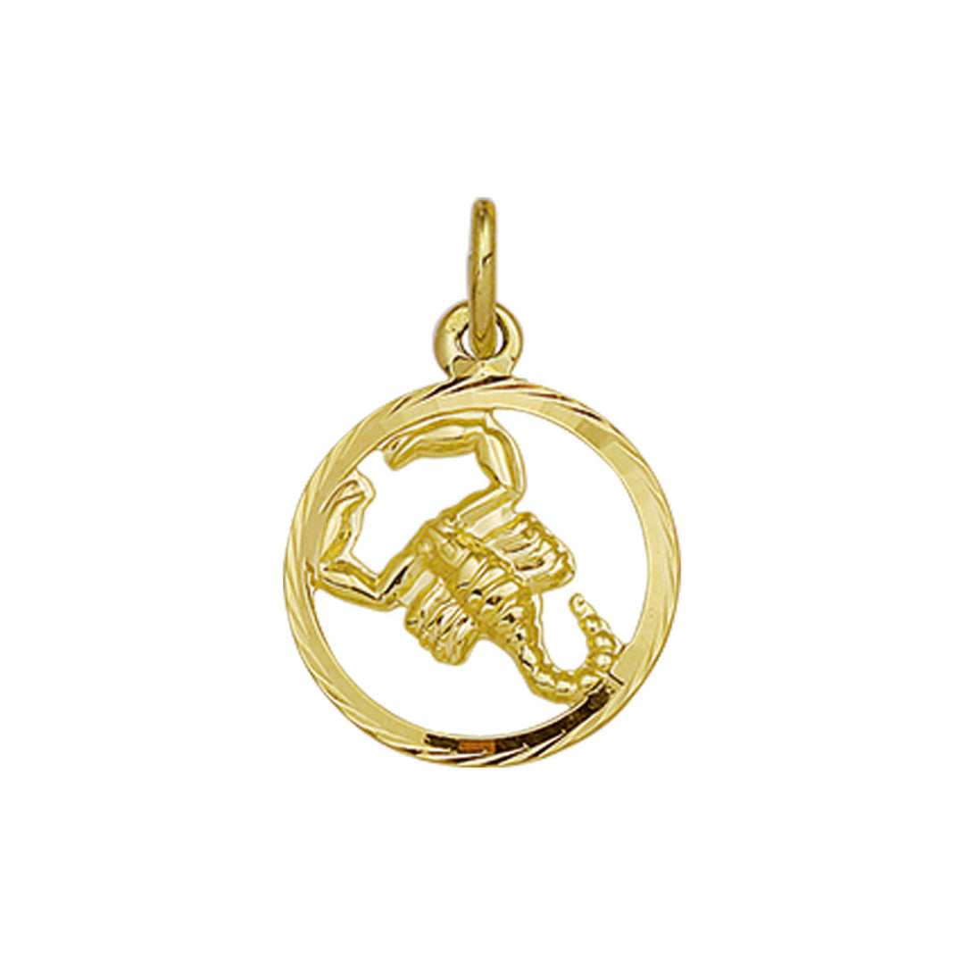 De Van der Kooij Collectie hanger sterrenbeeld gediamanteerd 14K geelgoud heeft een cirkelvormig montuur en een gedetailleerd schorpioenontwerp, waardoor het de perfecte sieraad is voor liefhebbers van de Schorpioen.