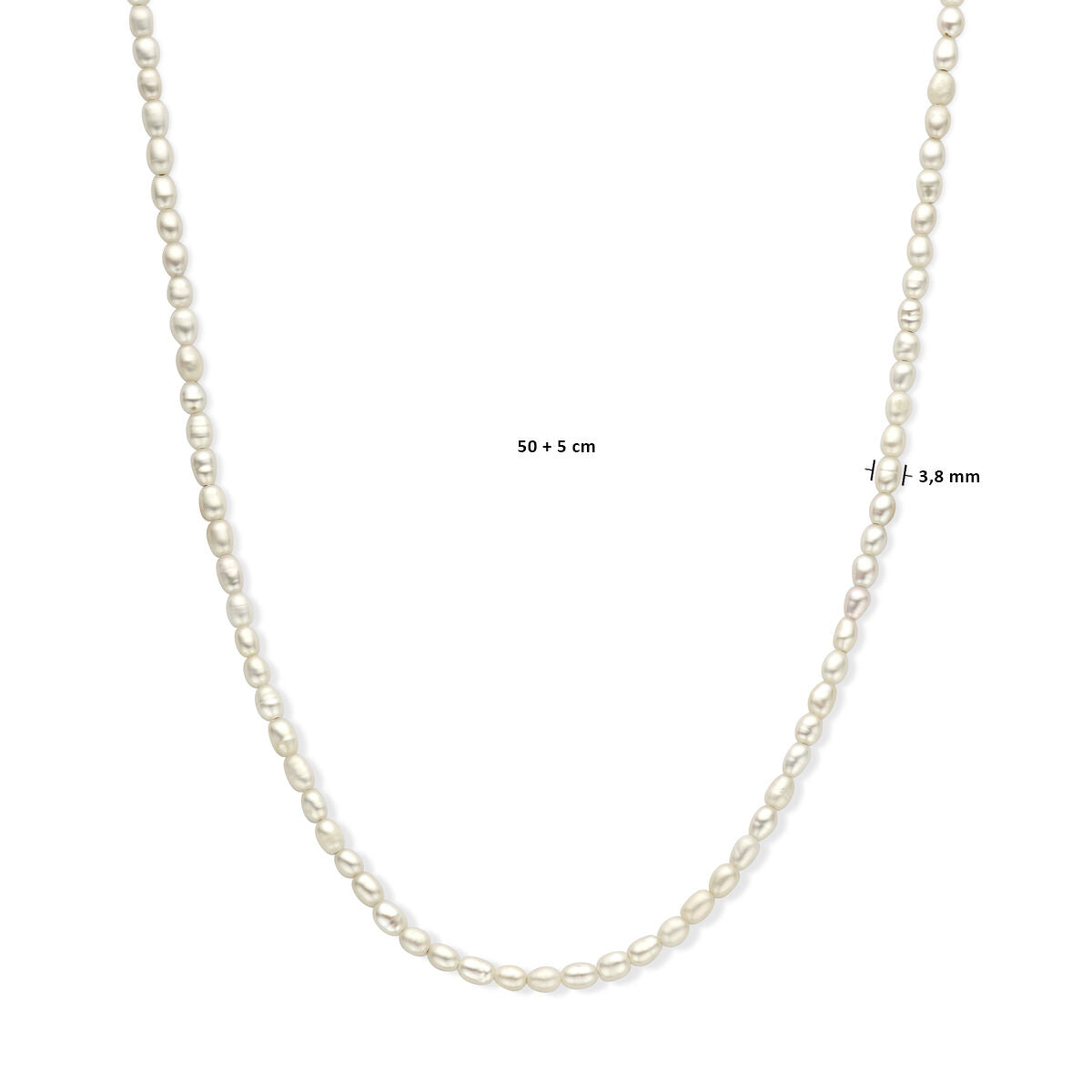 Halskette Perle 3,8 mm 50 + 5 cm Silber rhodiniert