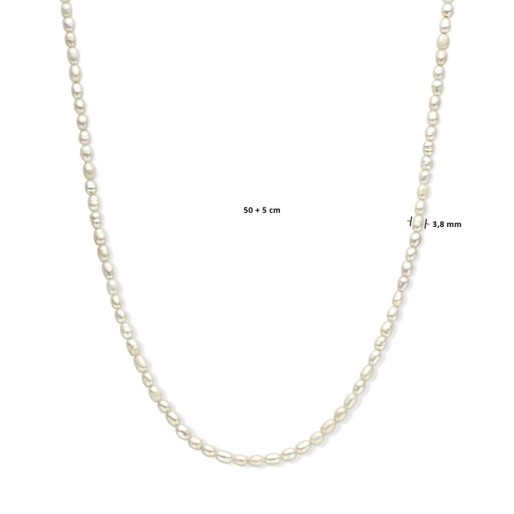Halskette Perle 3,8 mm 50 + 5 cm Silber rhodiniert