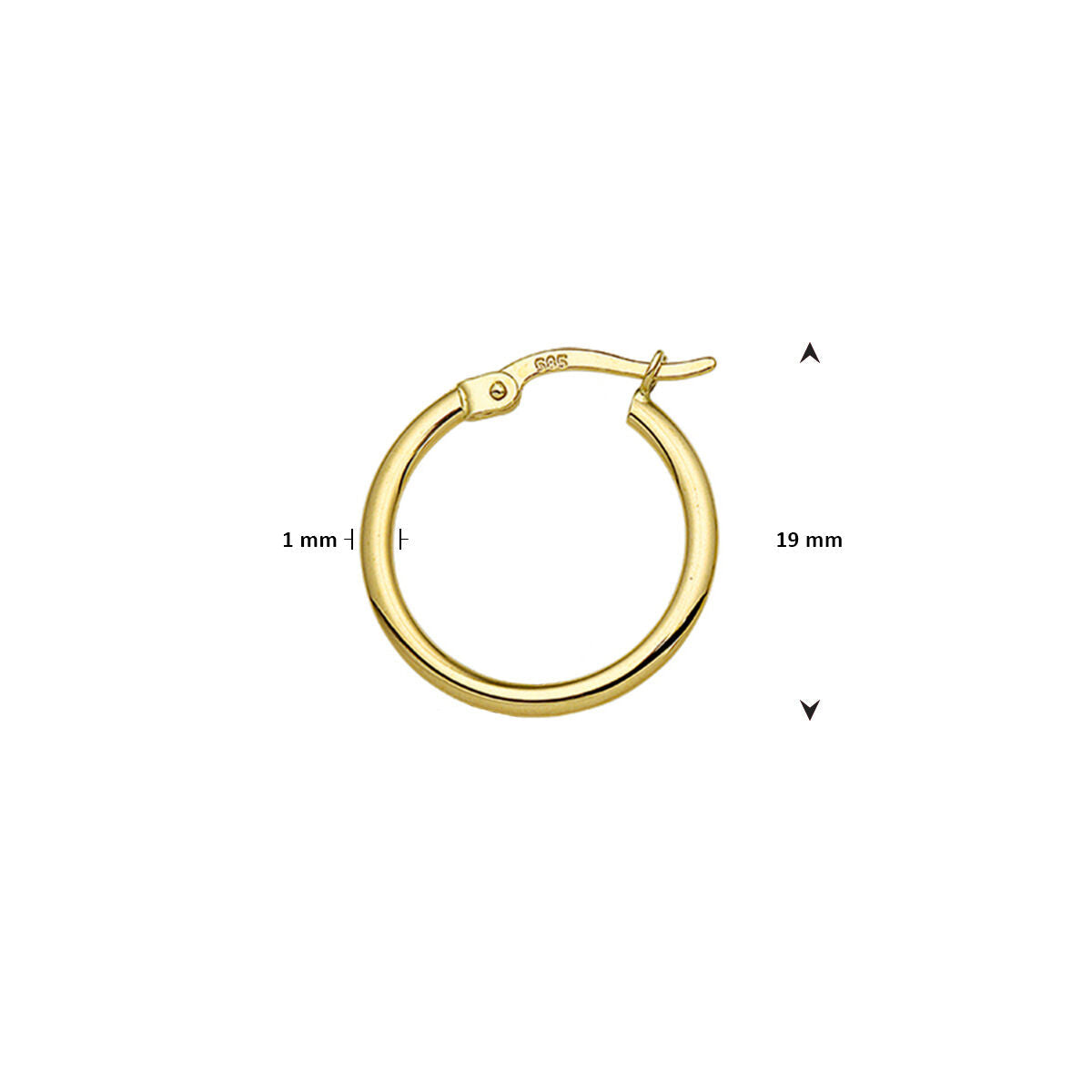 Ohrring 19 mm pro Stück 14K Gelbgold