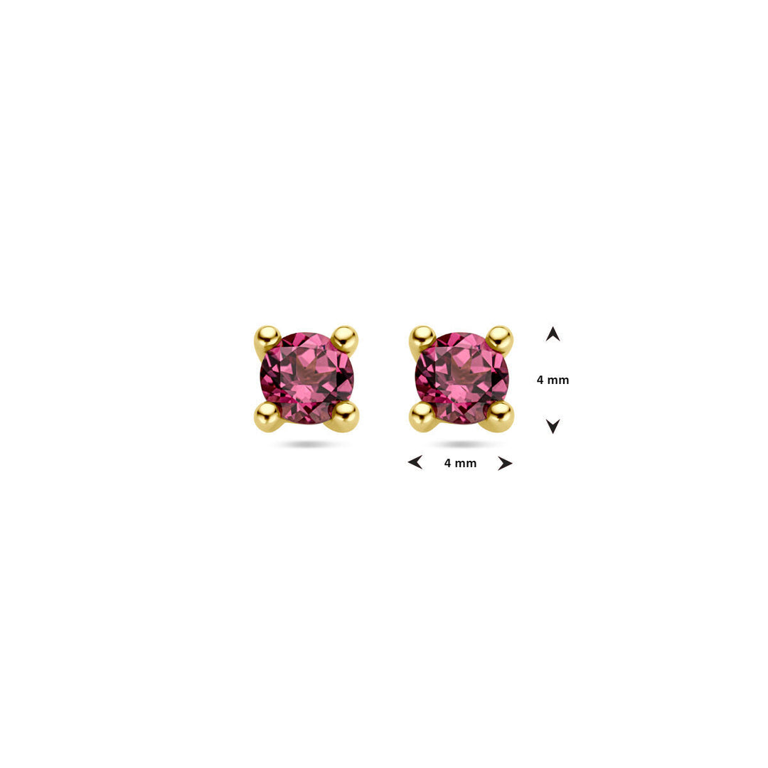 Ohrstecker rosa Rhodolit 14K Gelbgold