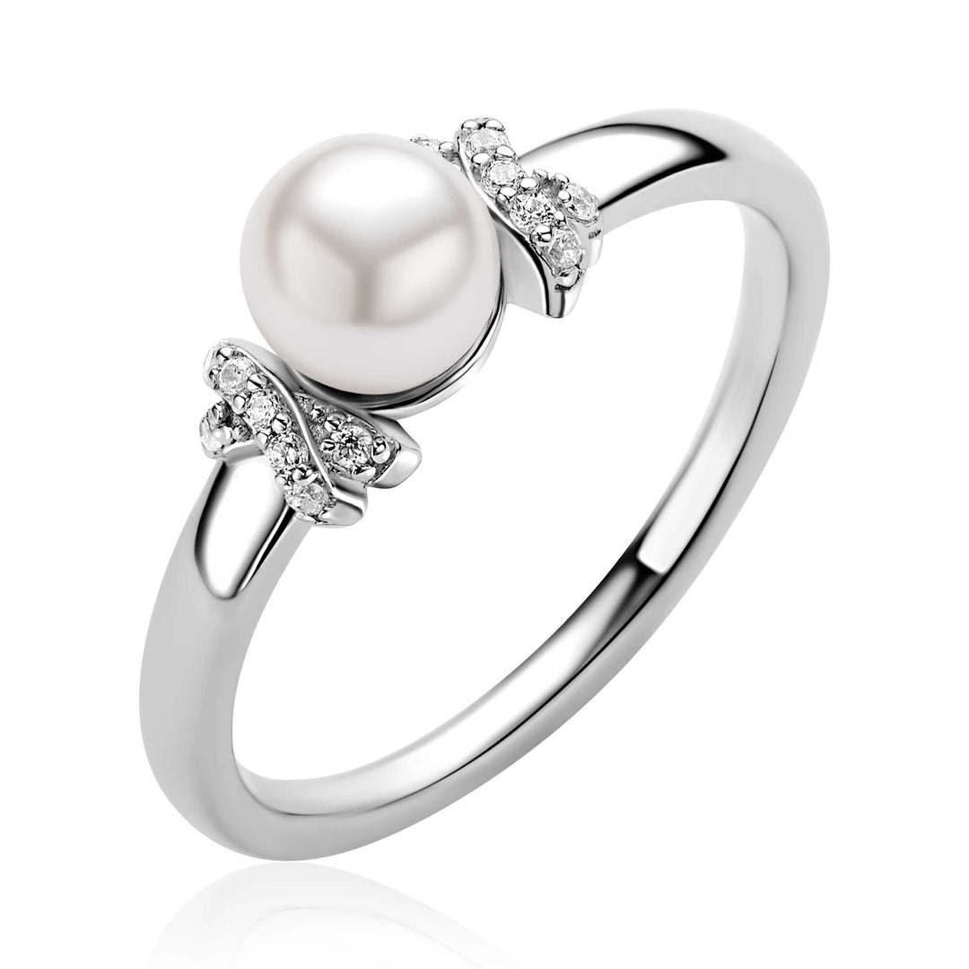 ZINZI zilveren ring met een witte parel ZIR2863 maat 54