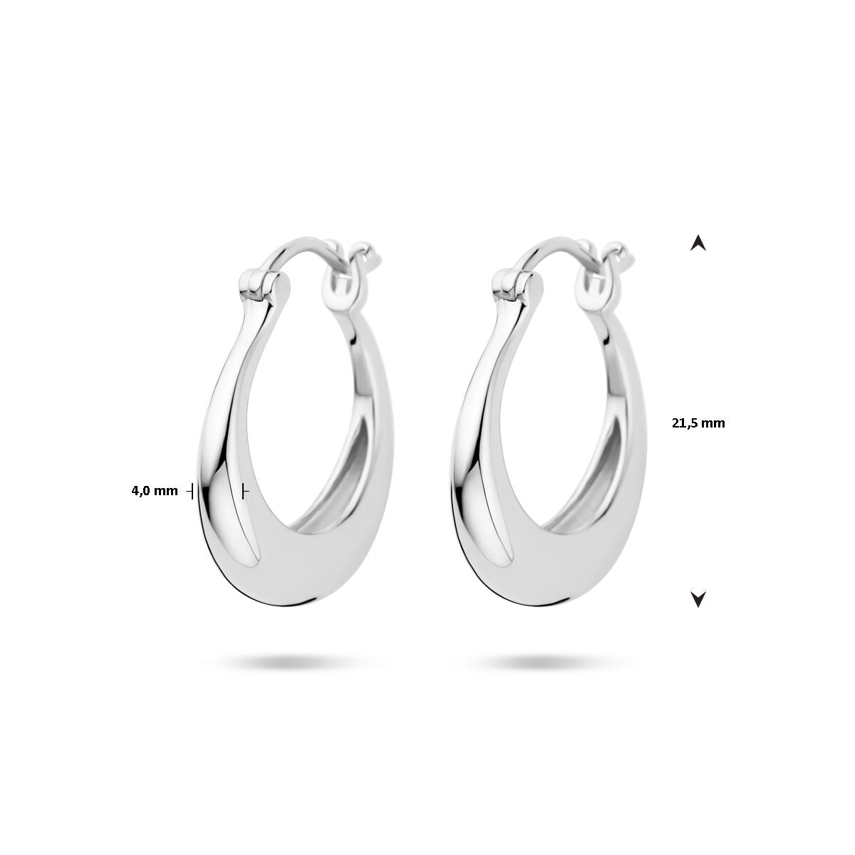 Ohrringe runde Röhre 21,5 mm Silber rhodiniert