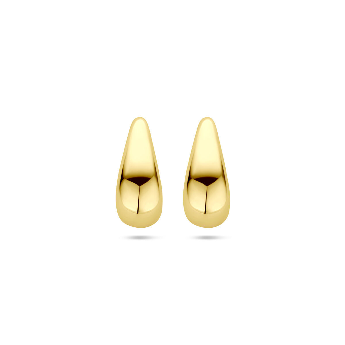 Ohrstecker in Tropfenform aus 14K Gelbgold, 15,5 mm lang mit glänzender Oberfläche