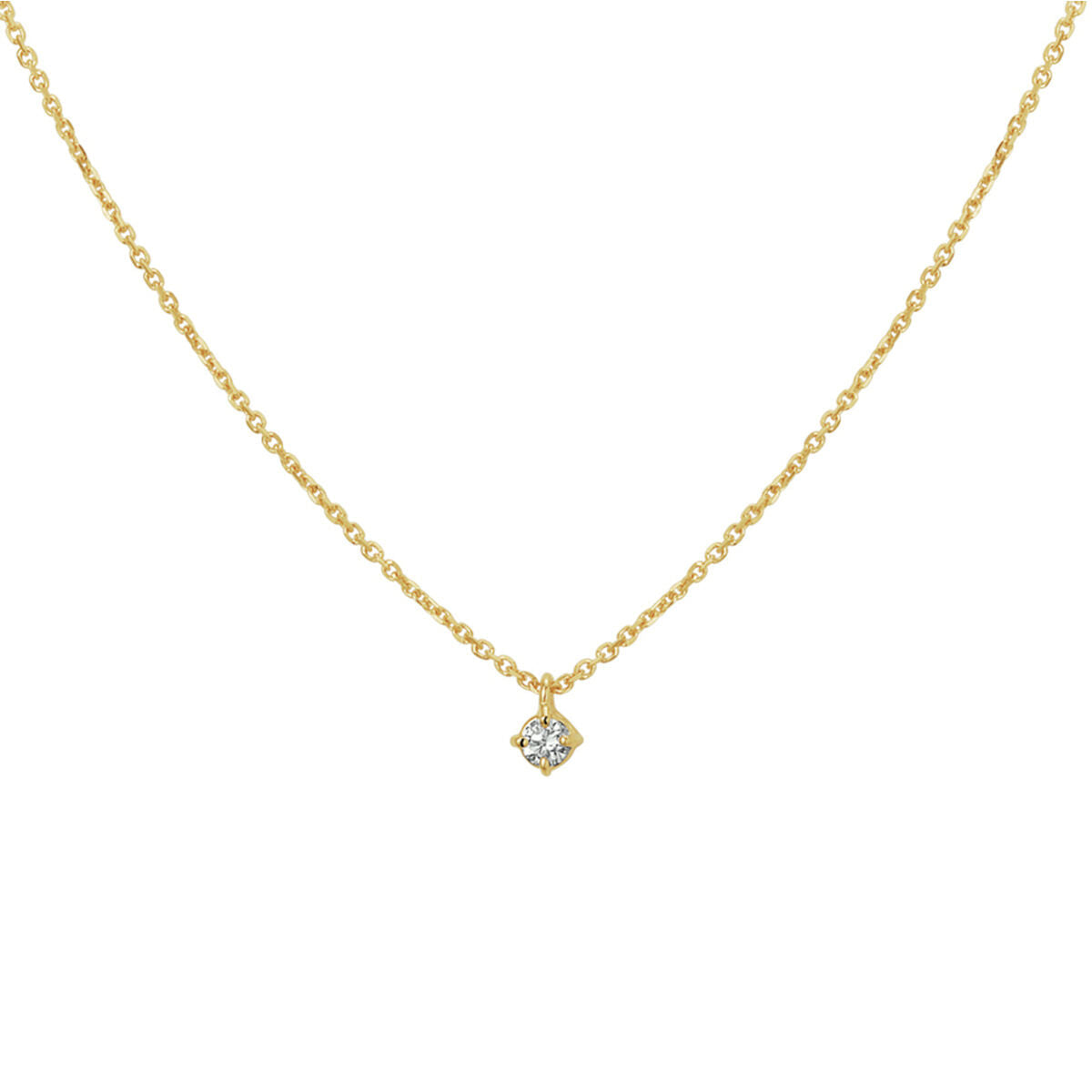 Collier aus 14K Gelbgold mit einem 0,10 ct Diamanten in der Mitte, Länge 41-45 cm