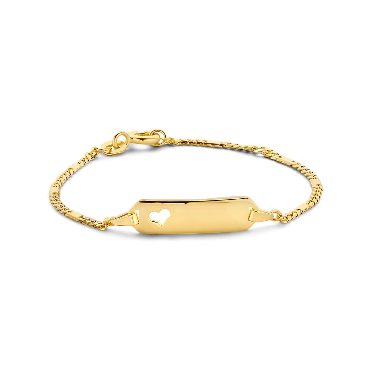Babyarmband aus 14K Gold mit Herzplatte und feiner Gliederkette