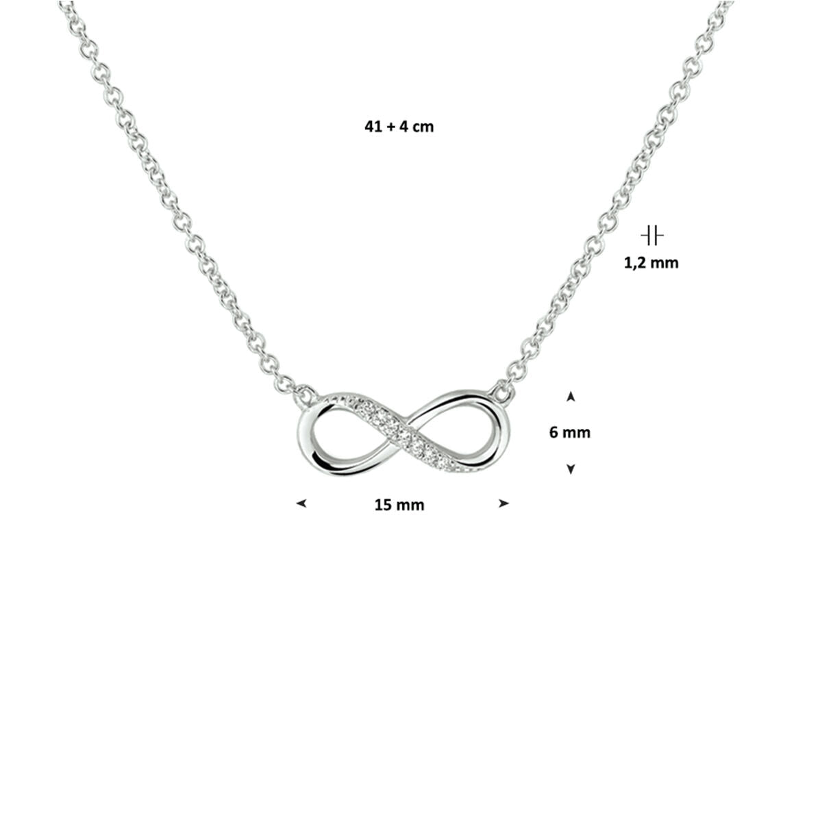 Silberkette Damen Infinity Zirkonia rhodiniert