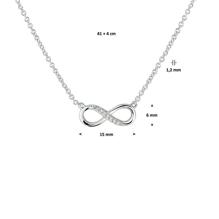 Silberkette Damen Infinity Zirkonia rhodiniert