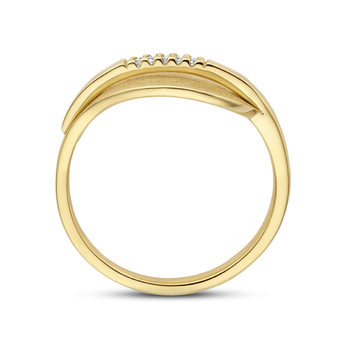 Ringblatt mit zerkratztem Diamant, 0,025 ct, H SI, 14 K Gelbgold