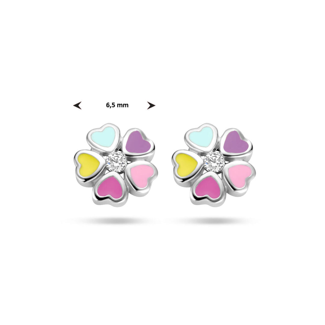 Ohrstecker Blume Zirkonia Silber rhodiniert