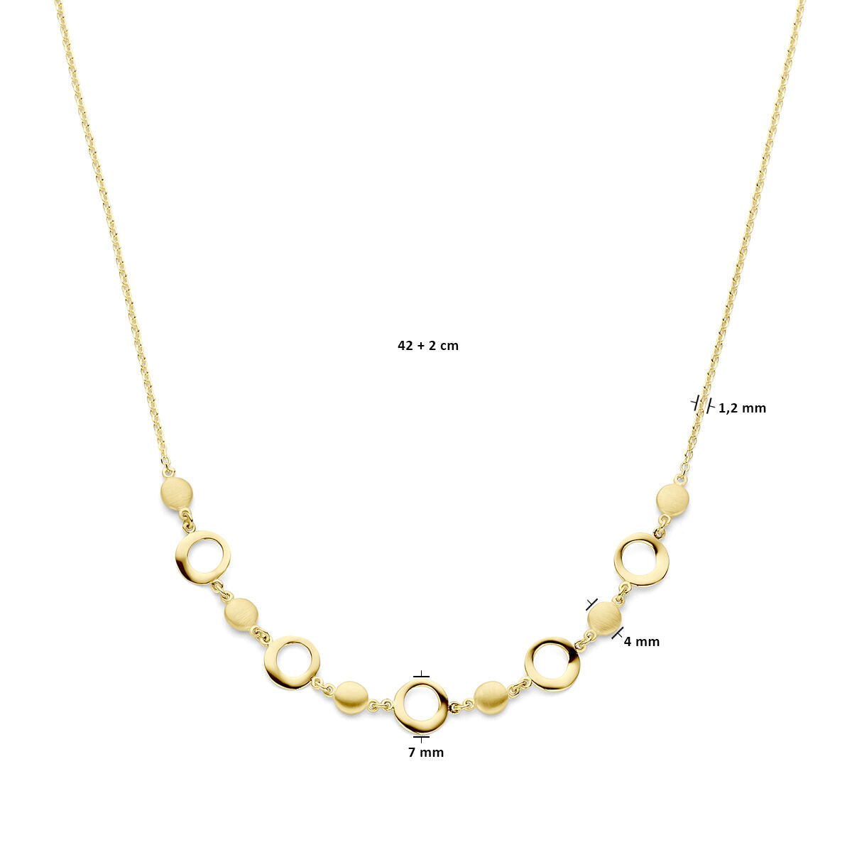 Halskette 42 + 2 cm poly/matt 14K Gelbgold