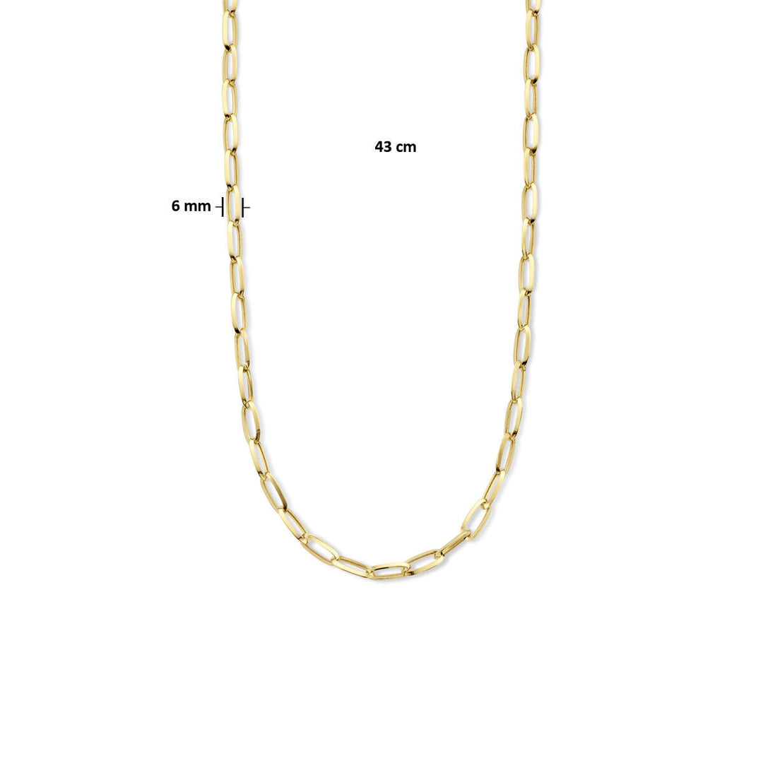 Halskette Büroklammer spitzes Rohr 6,0 mm 43 cm 14K Gelbgold