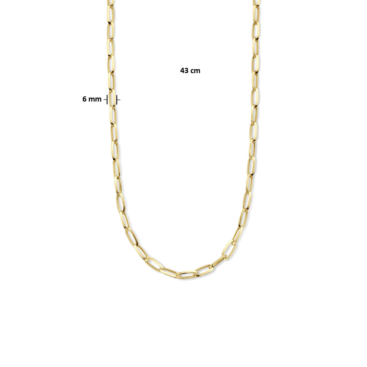 Halskette Büroklammer spitzes Rohr 6,0 mm 43 cm 14K Gelbgold