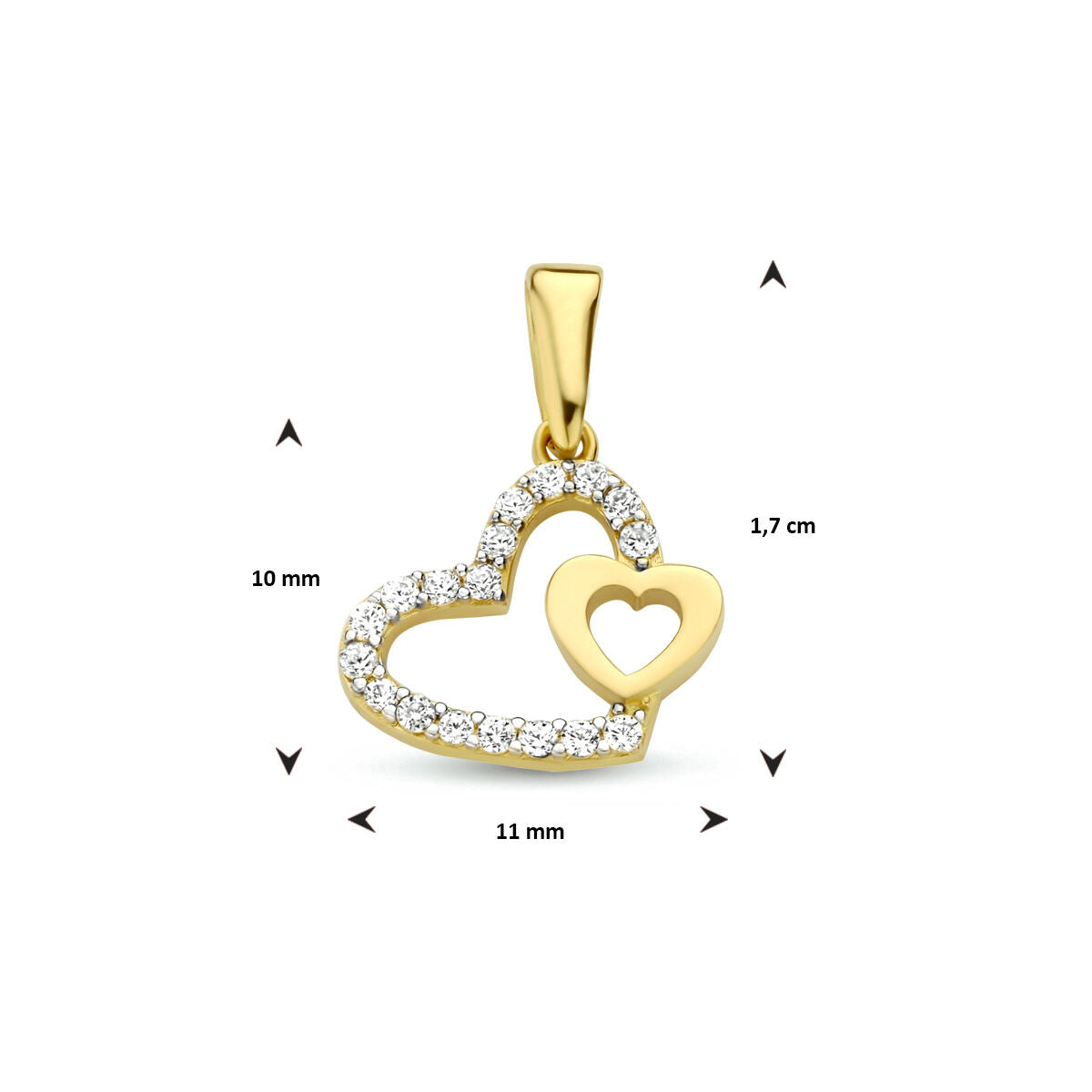 Anhänger Herzen Zirkonia 14K Gelbgold