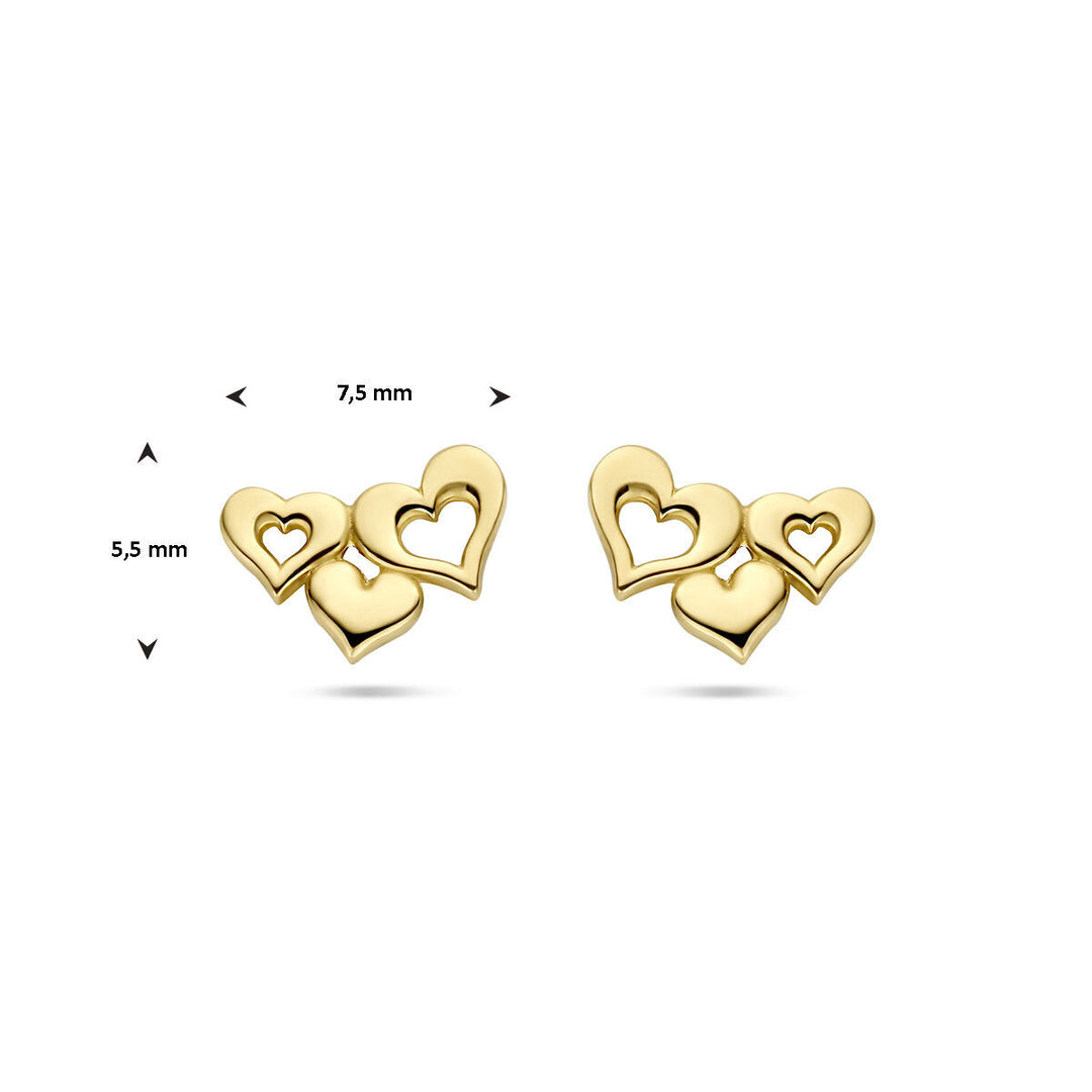 Ohrstecker Herzen 14K Gelbgold