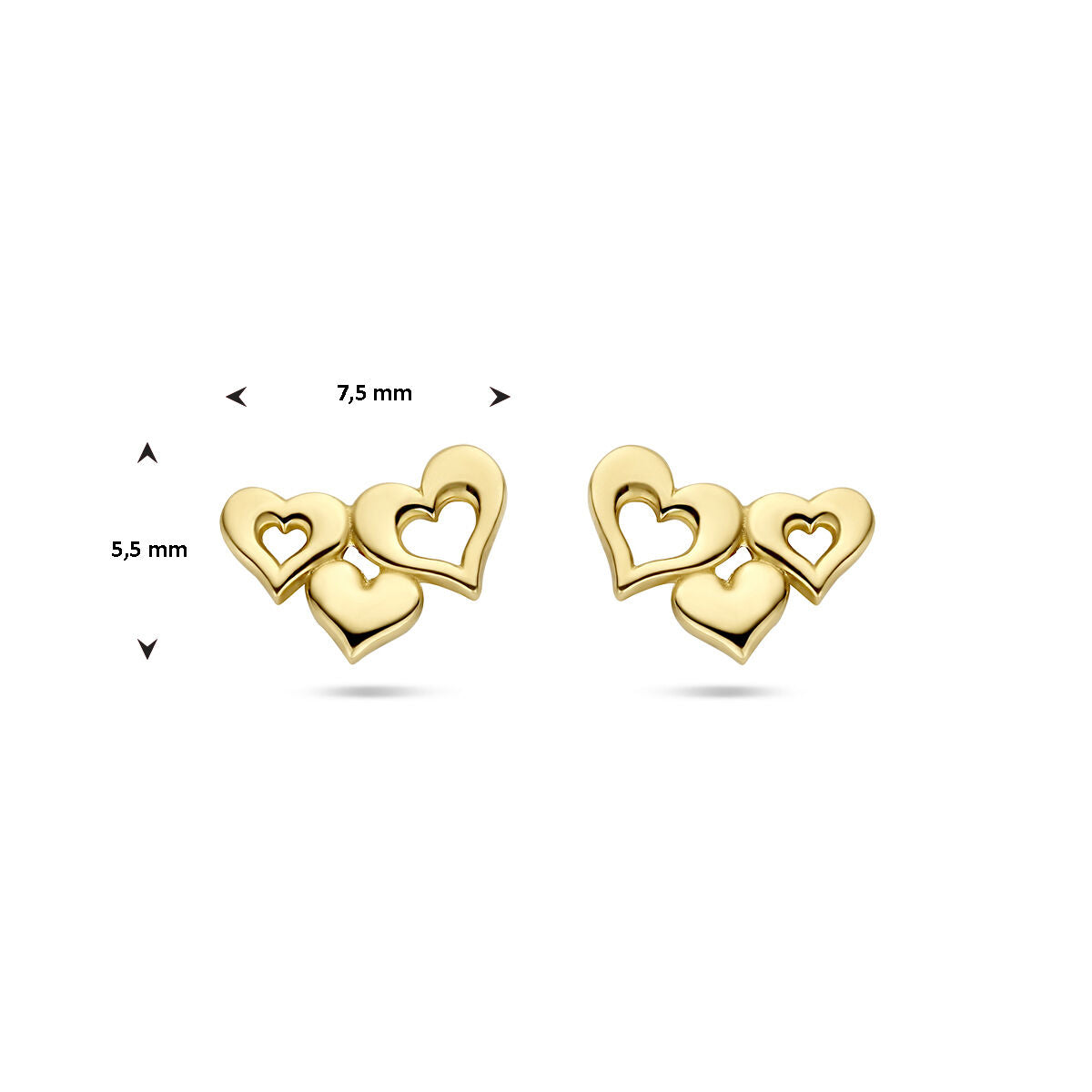 Ohrstecker Herzen 14K Gelbgold