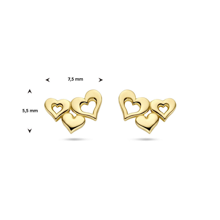 Ohrstecker Herzen 14K Gelbgold