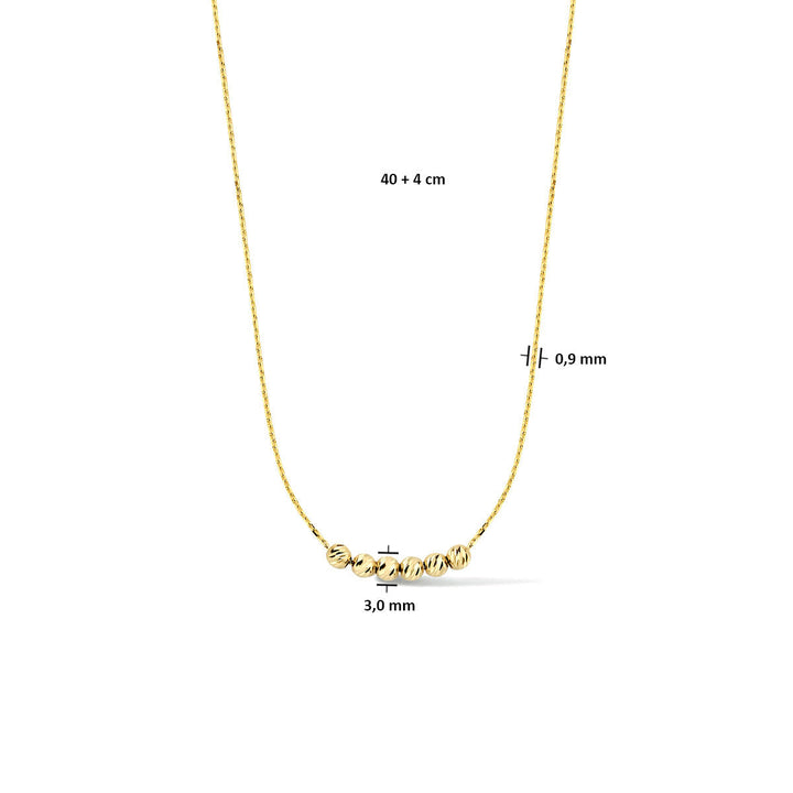 Halskette Kugeln diamantiert 0,9 mm 40 + 4 cm 14K Gelbgold