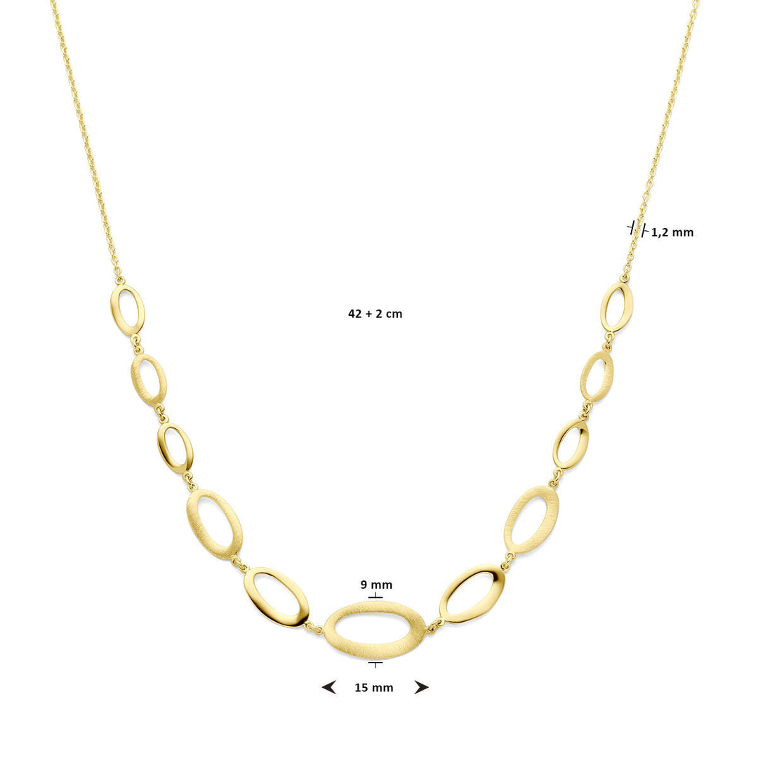 Halskette 42 + 2 cm poly/matt 14K Gelbgold