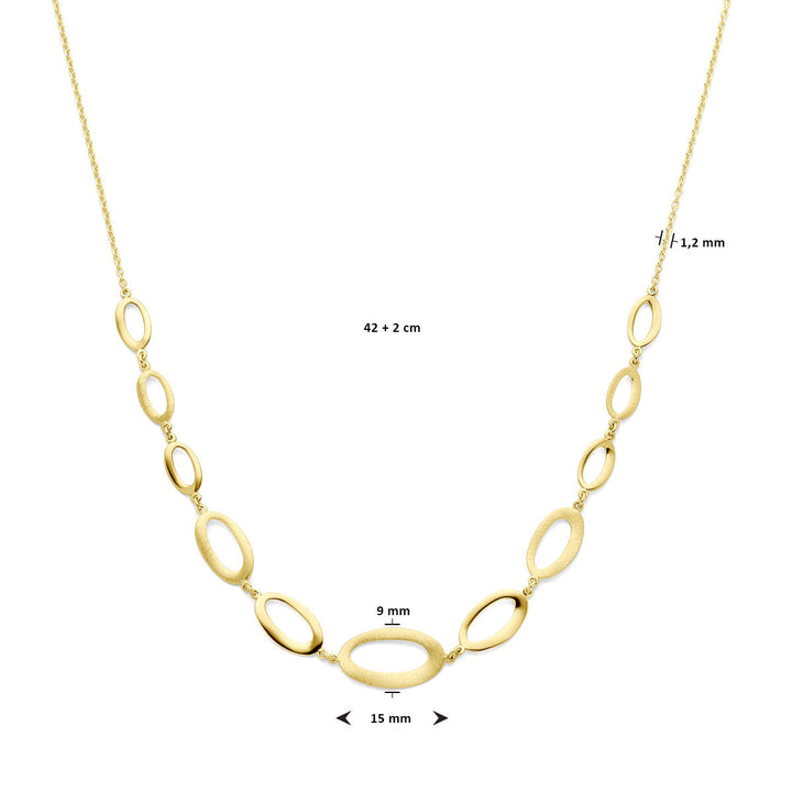 Halskette 42 + 2 cm poly/matt 14K Gelbgold