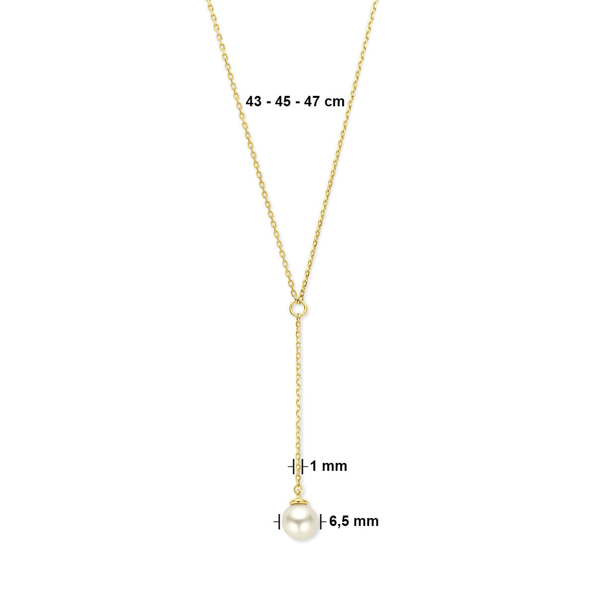 Y-Halskette Perle 14K Gelbgold