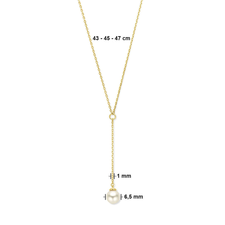 Y-Halskette Perle 14K Gelbgold