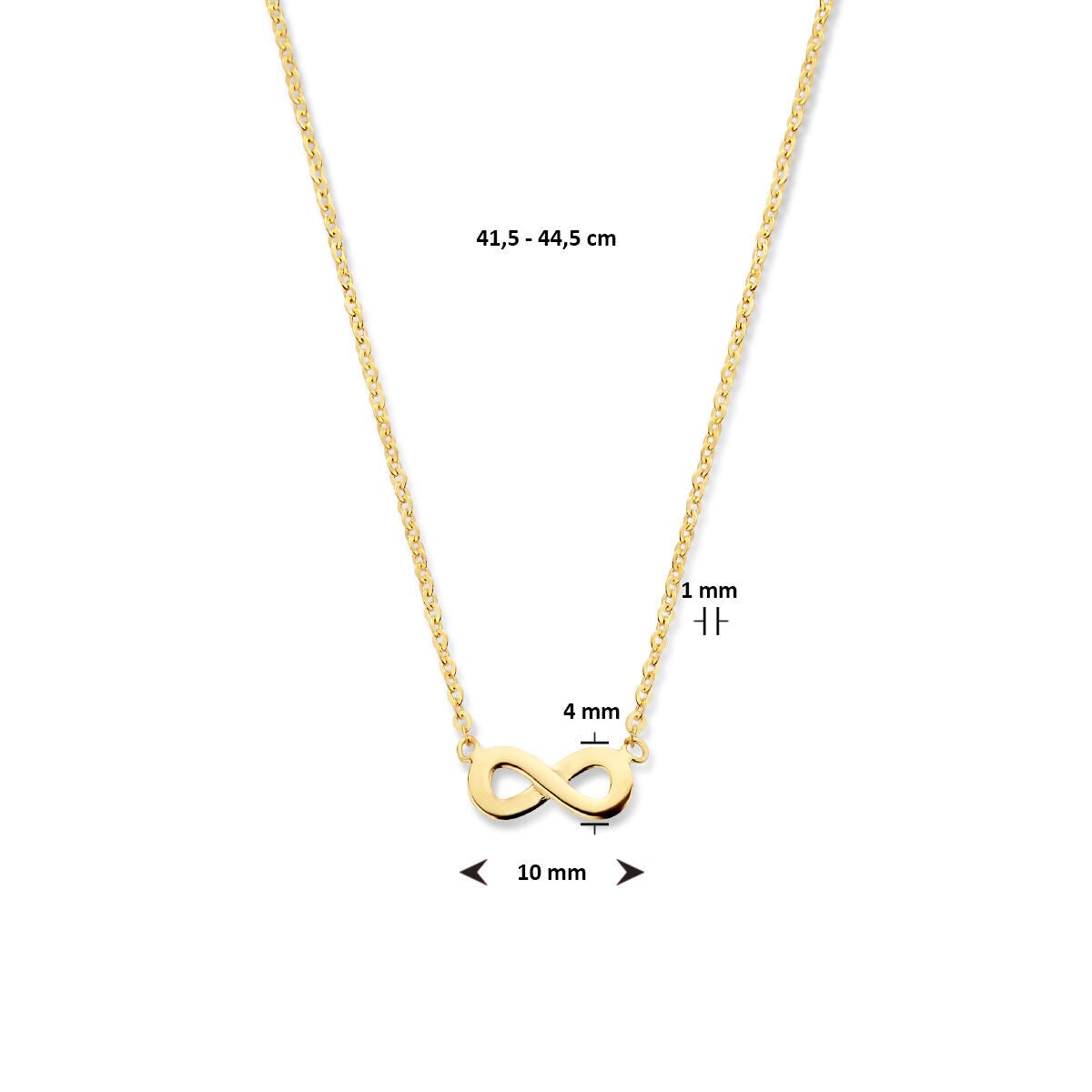 Halskette Unendlichkeit 41,5 - 44,5 cm 14K Gelbgold