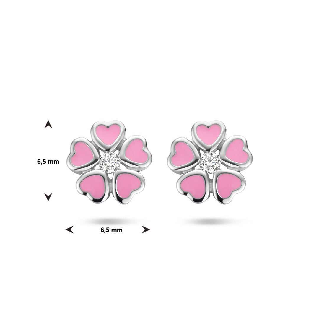 Ohrstecker Blume Zirkonia Silber rhodiniert