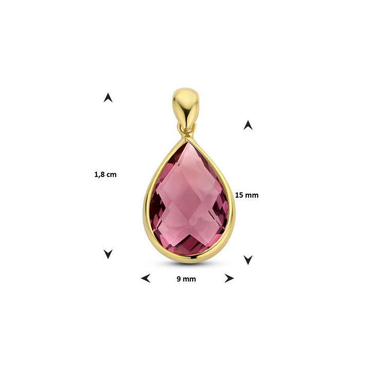 Anhänger Rhodolit-Quarz 14K Gelbgold