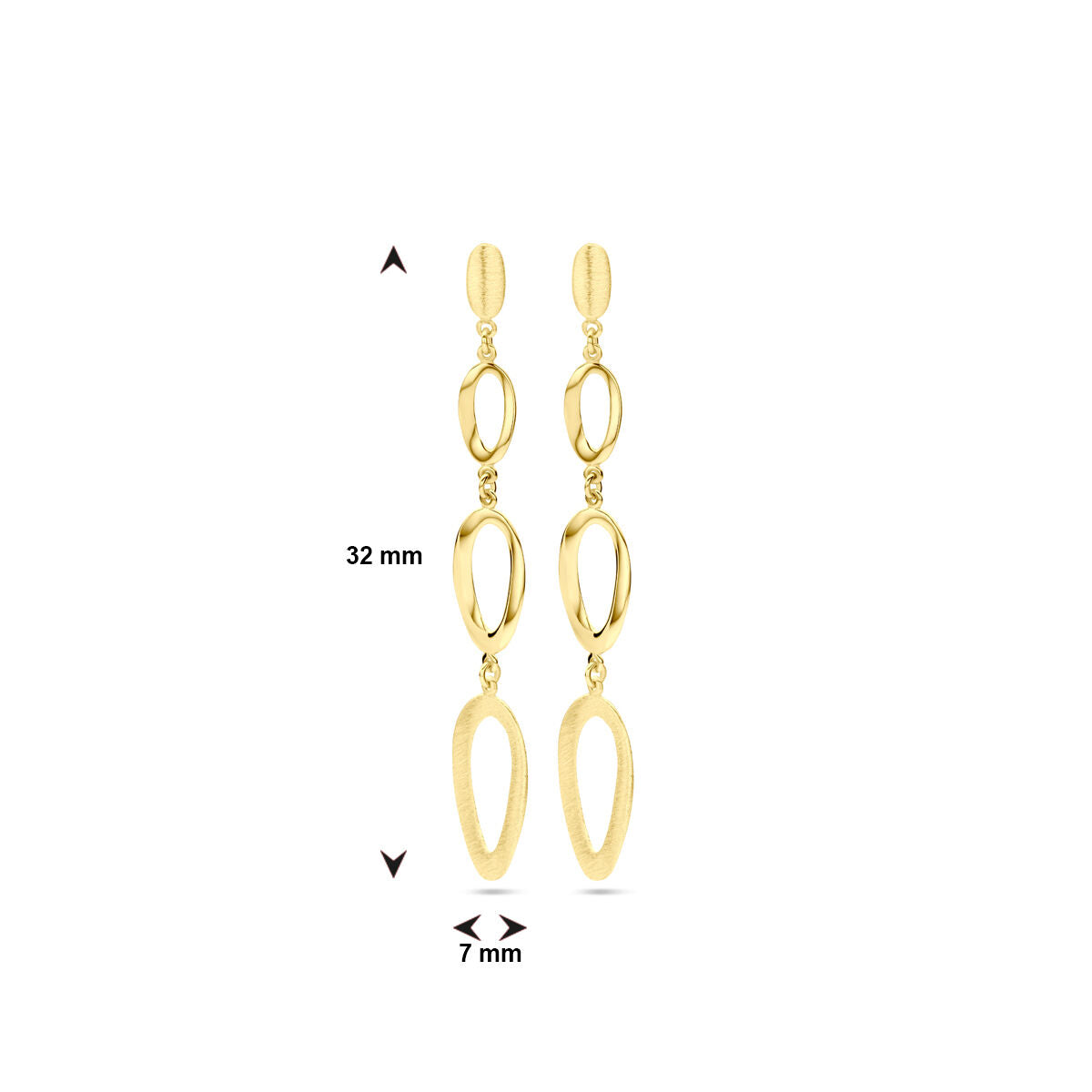 Ohrringe poliert/matt 14K Gelbgold
