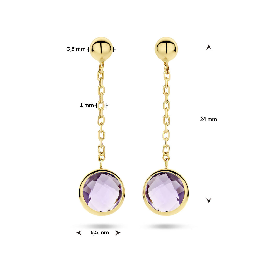 Amethyst-Ohrringe aus 14-karätigem Gelbgold