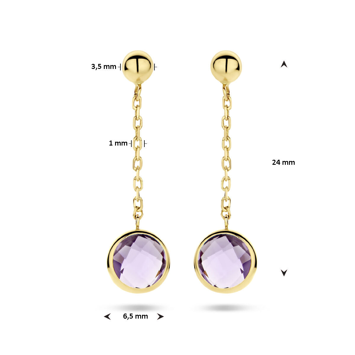Amethyst-Ohrringe aus 14-karätigem Gelbgold