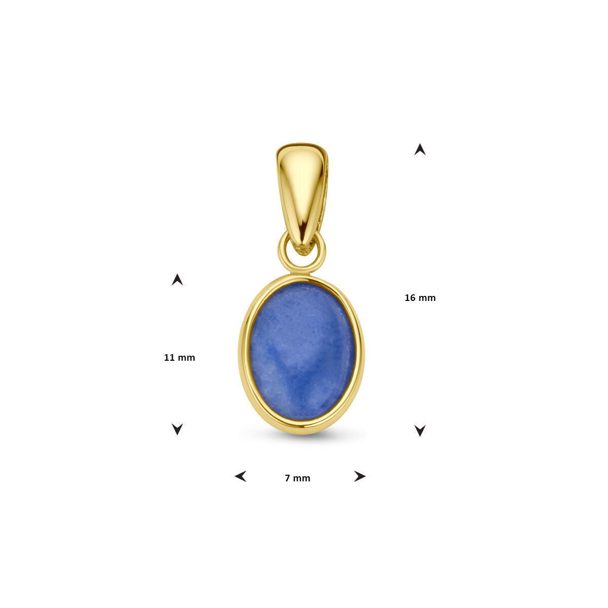 Anhänger blauer Quarz 14K Gelbgold