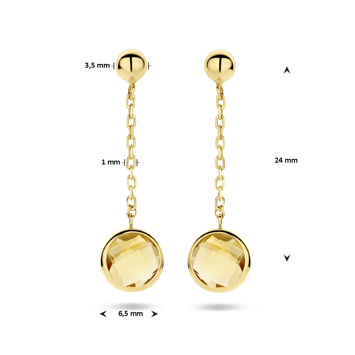 Citrin-Ohrringe aus 14-karätigem Gelbgold