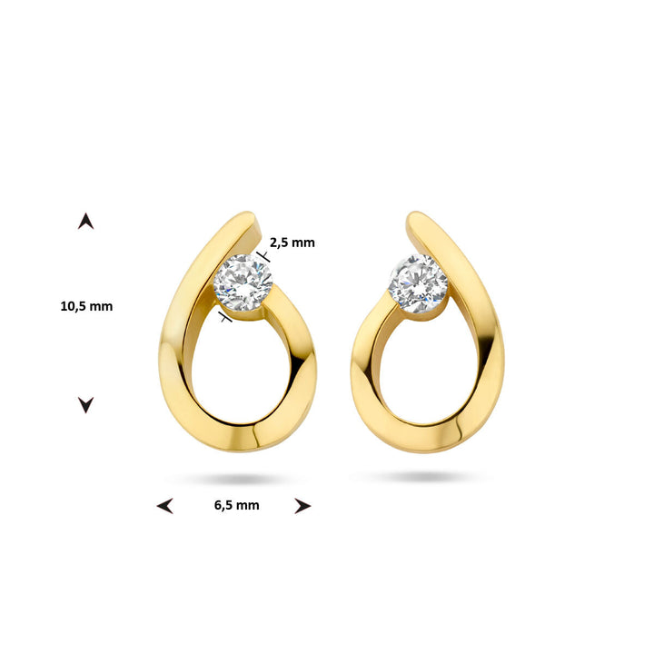 Ohrstecker Tropfen Zirkonia 14K Gelbgold