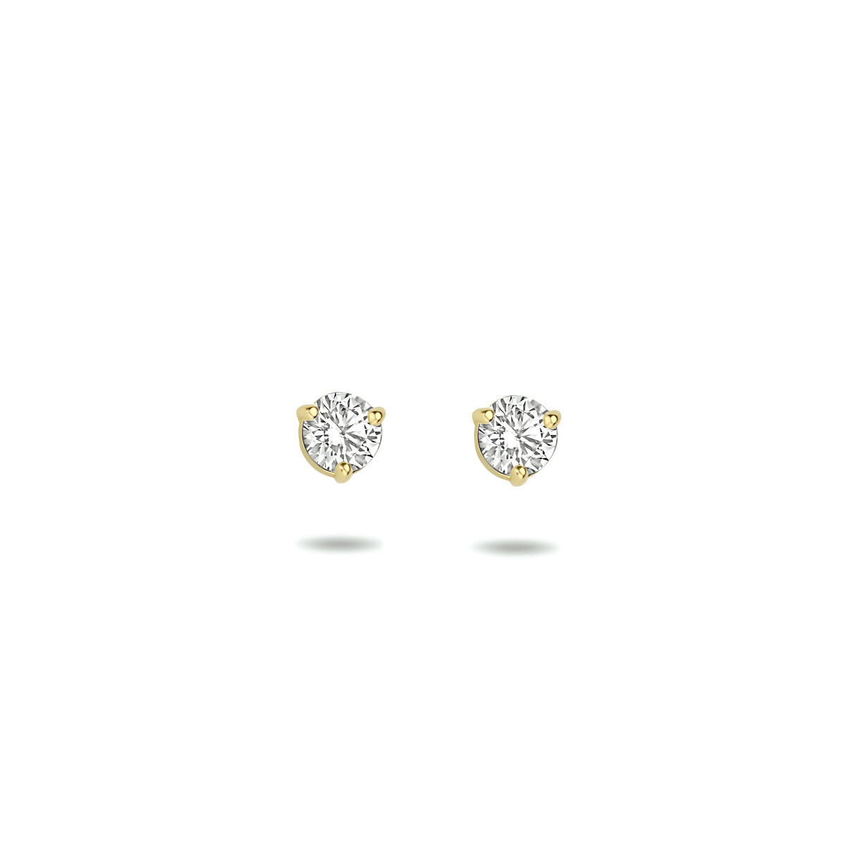 Ohrstecker aus 14K Gelbgold mit klaren Zirkonia-Steinen in runder Form