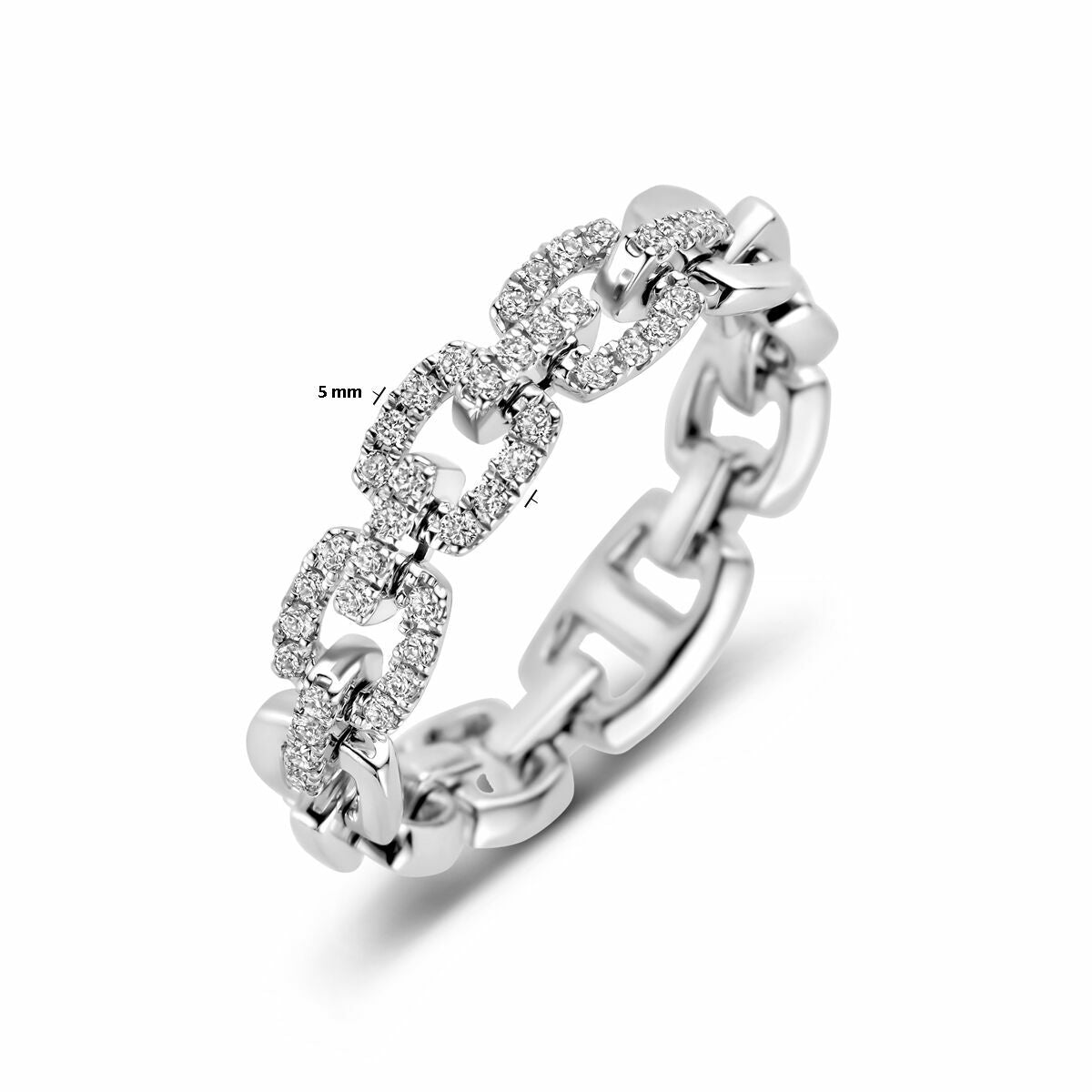 Ring flexible Glieder und Diamant 0,24ct SI 14K Weißgold